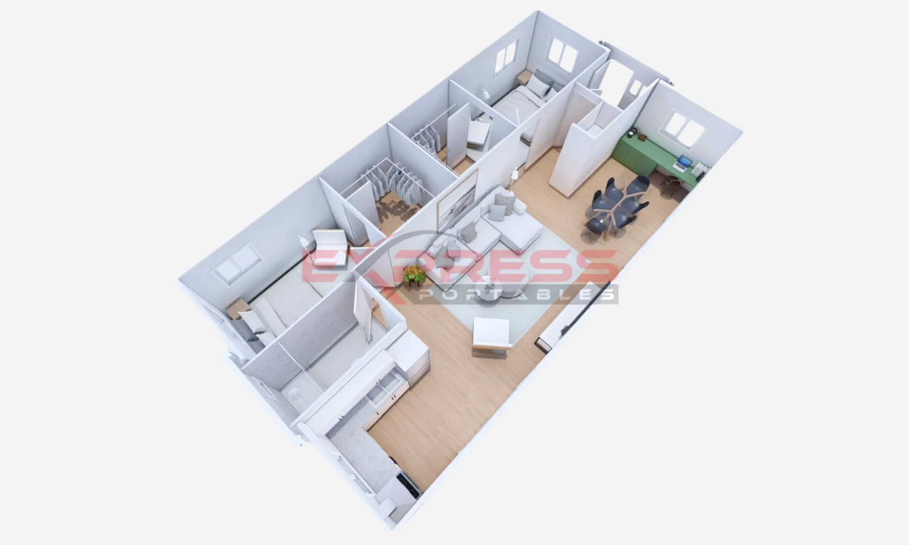 40ft Expander Pitched Roof - 2 Bed & 2 Walk in Wardrobes