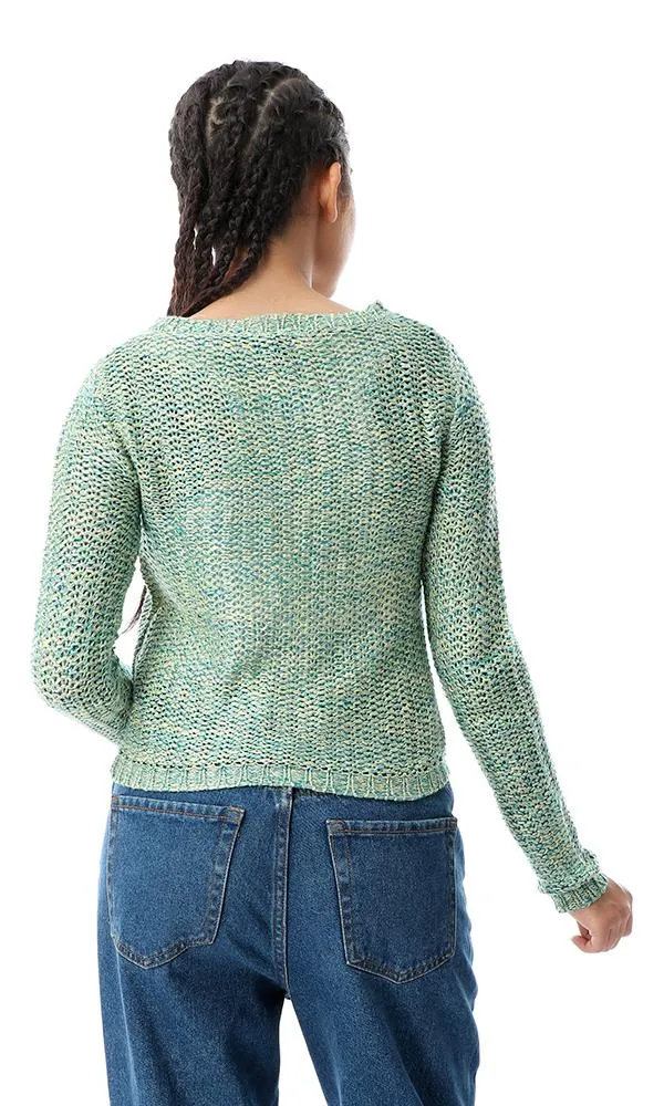 56056 Light Chunky Knit Multicolour Crew Pullover