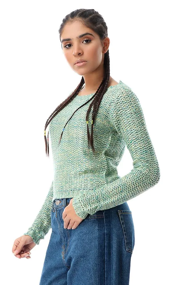 56056 Light Chunky Knit Multicolour Crew Pullover