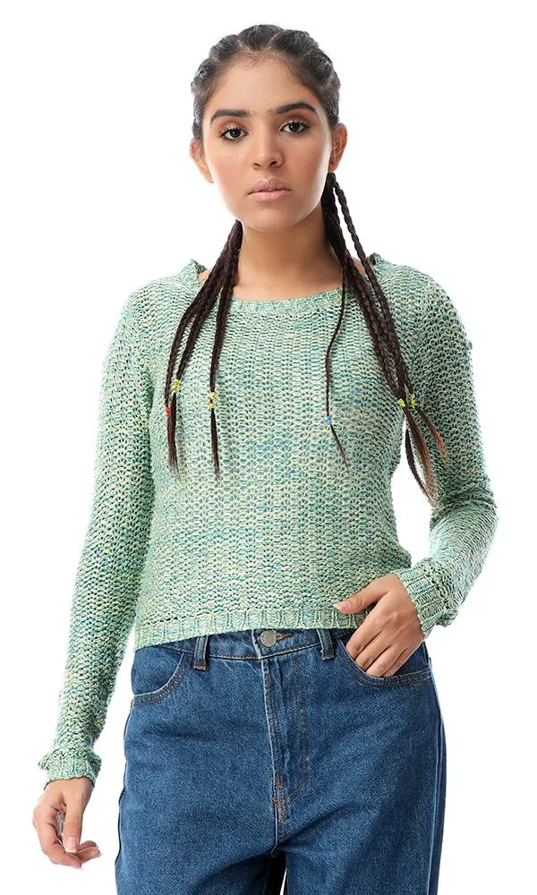 56056 Light Chunky Knit Multicolour Crew Pullover