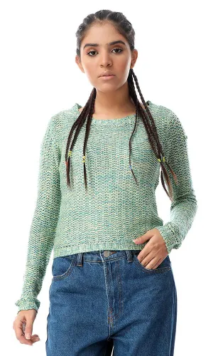 56056 Light Chunky Knit Multicolour Crew Pullover