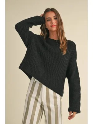 Black Round Neck Knitted Sweater