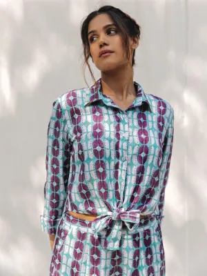 Blue & Purple Handblock Print Cotton Shirt