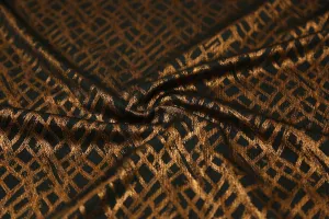 Bronze on Black Base Foil Printed Knit Fabric