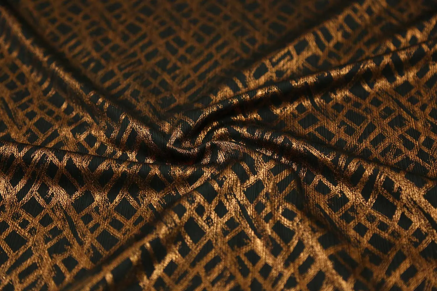 Bronze on Black Base Foil Printed Knit Fabric