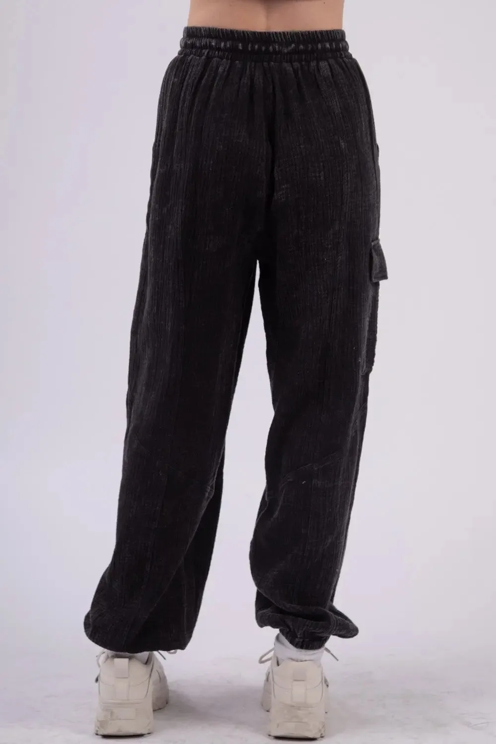 Candice Washed Woven Crinkle Gauze Drawstring Pants