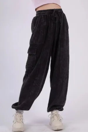 Candice Washed Woven Crinkle Gauze Drawstring Pants