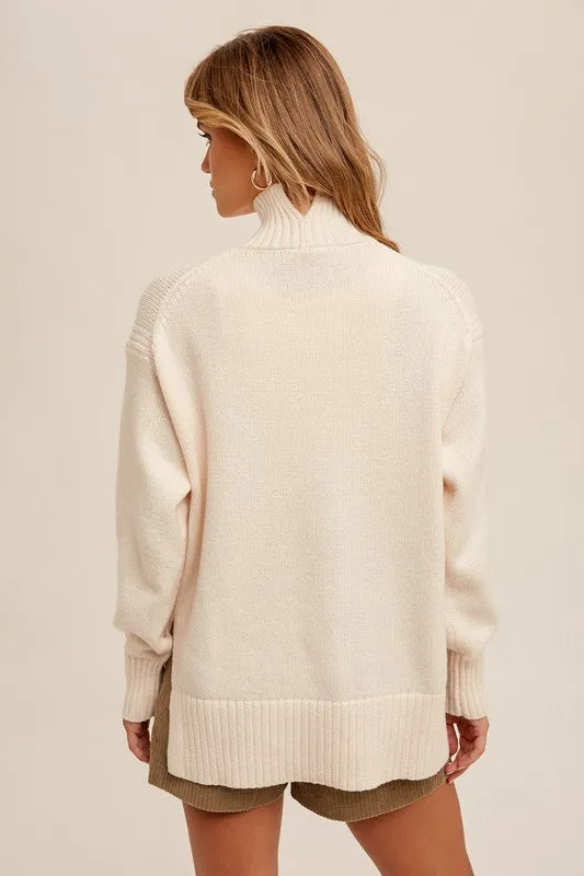 Cream Turtleneck Sweater