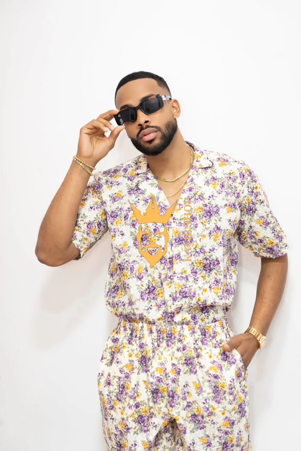 Flowers Spring/Summer Men's Lace Two-Piece Clothing
