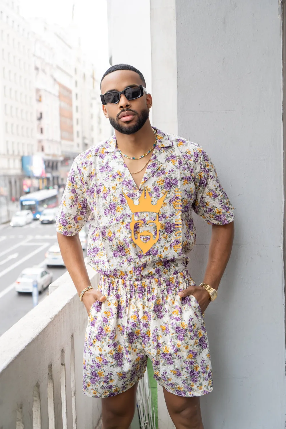 Flowers Spring/Summer Men's Lace Two-Piece Clothing