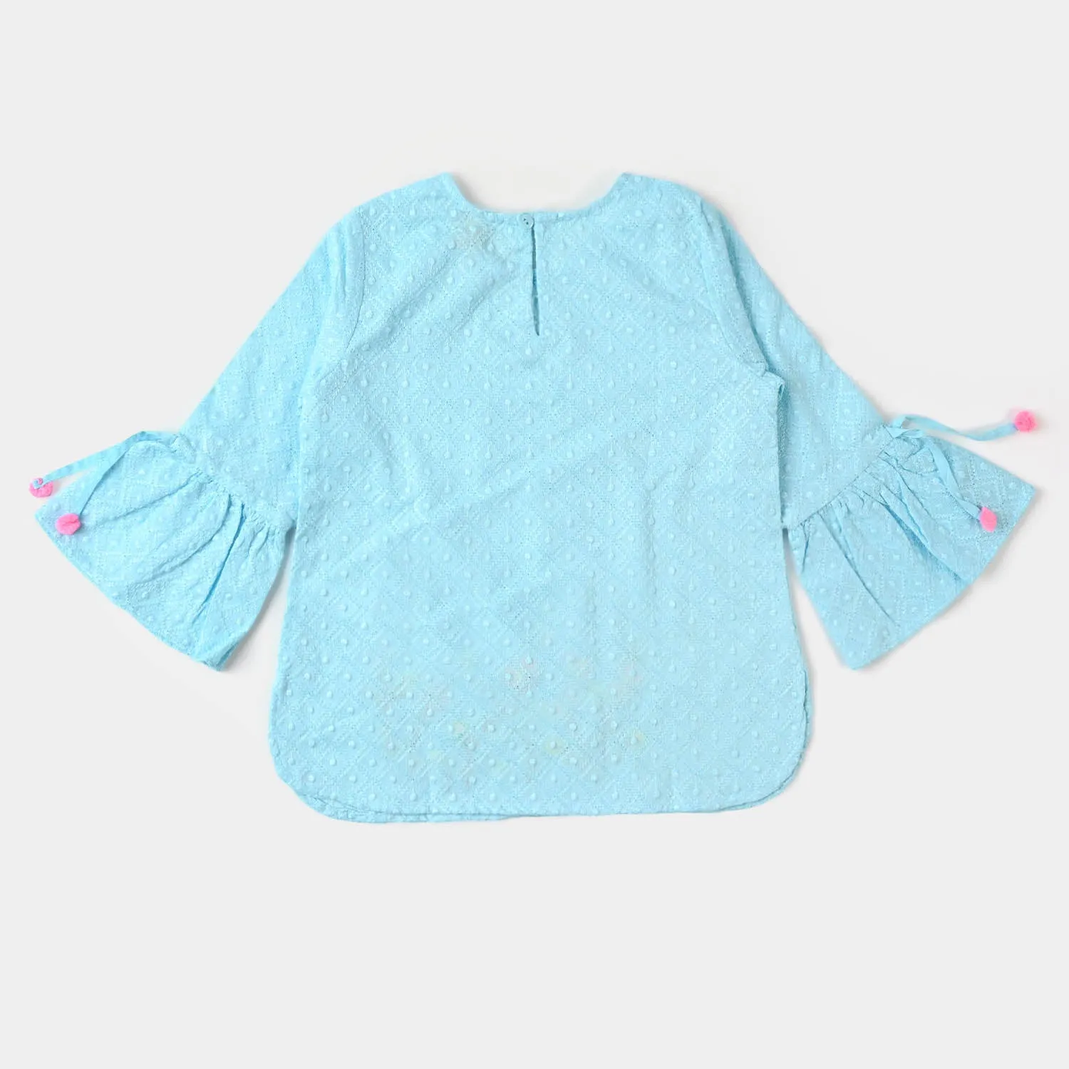 Girls Chicken Embroidered Top Butterfly Garden - Blue