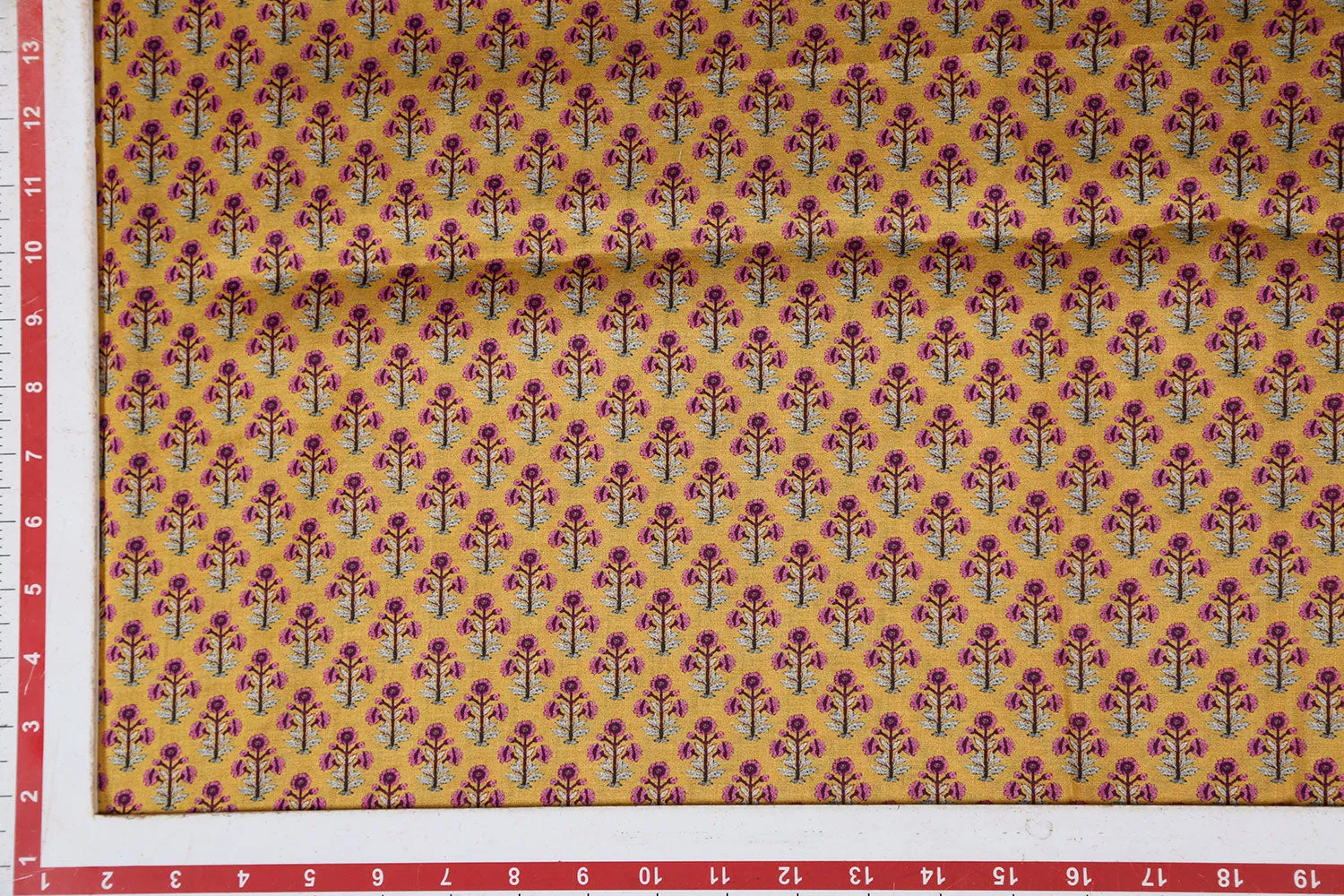 Golden Yellow Printed Tussar Impression Fabric