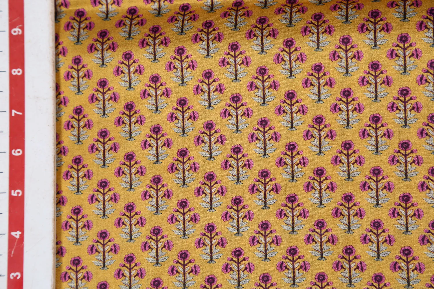 Golden Yellow Printed Tussar Impression Fabric