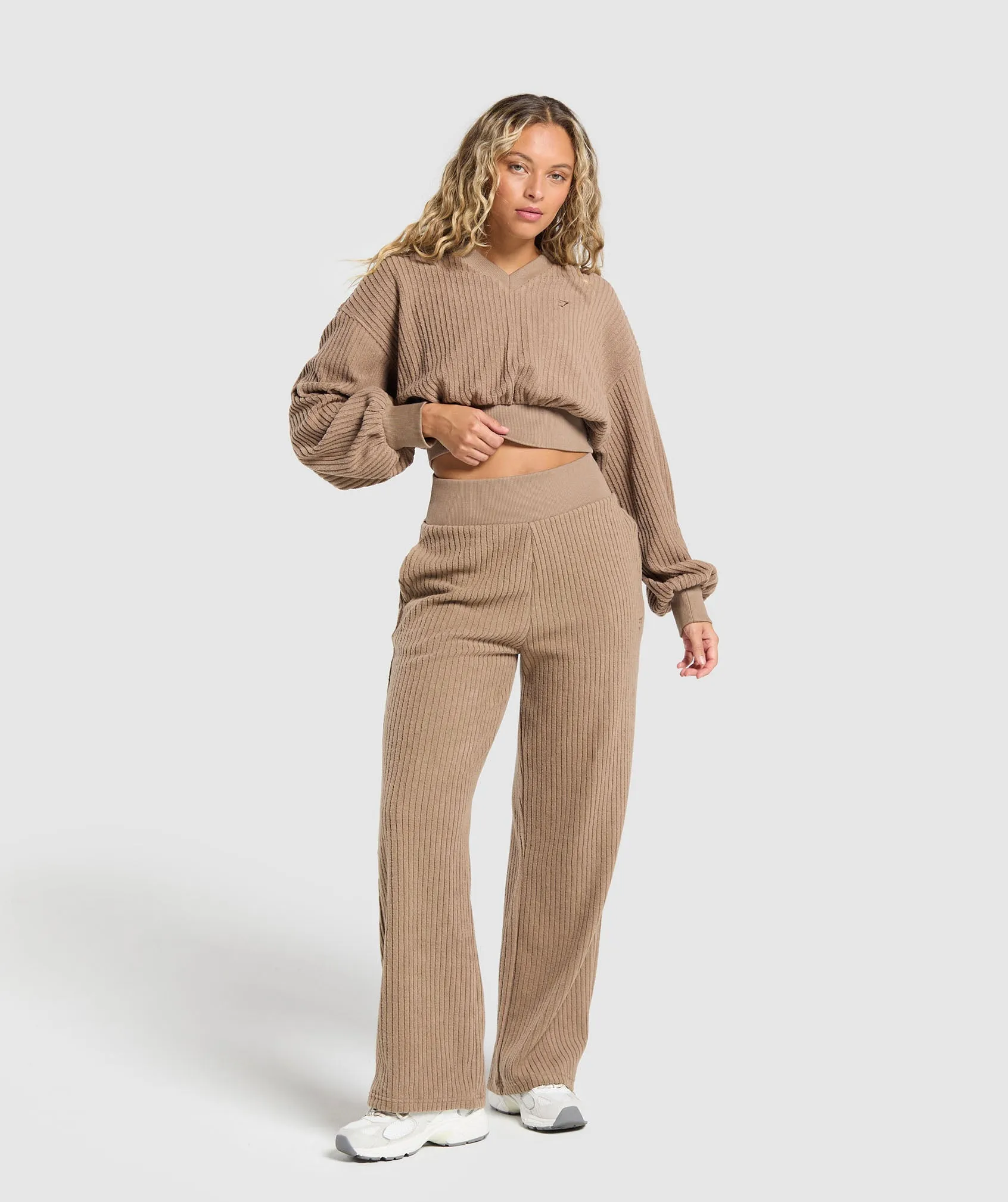 Gymshark Cropped Cord Sweater - Soul Brown