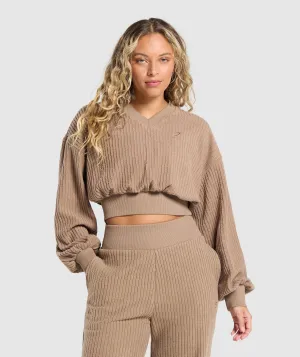 Gymshark Cropped Cord Sweater - Soul Brown