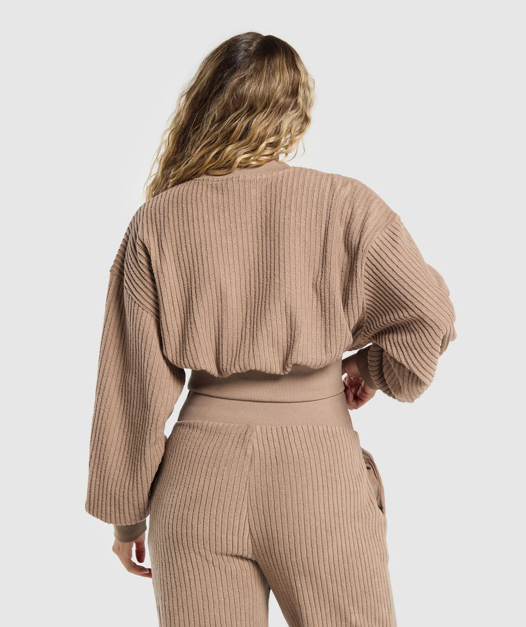 Gymshark Cropped Cord Sweater - Soul Brown