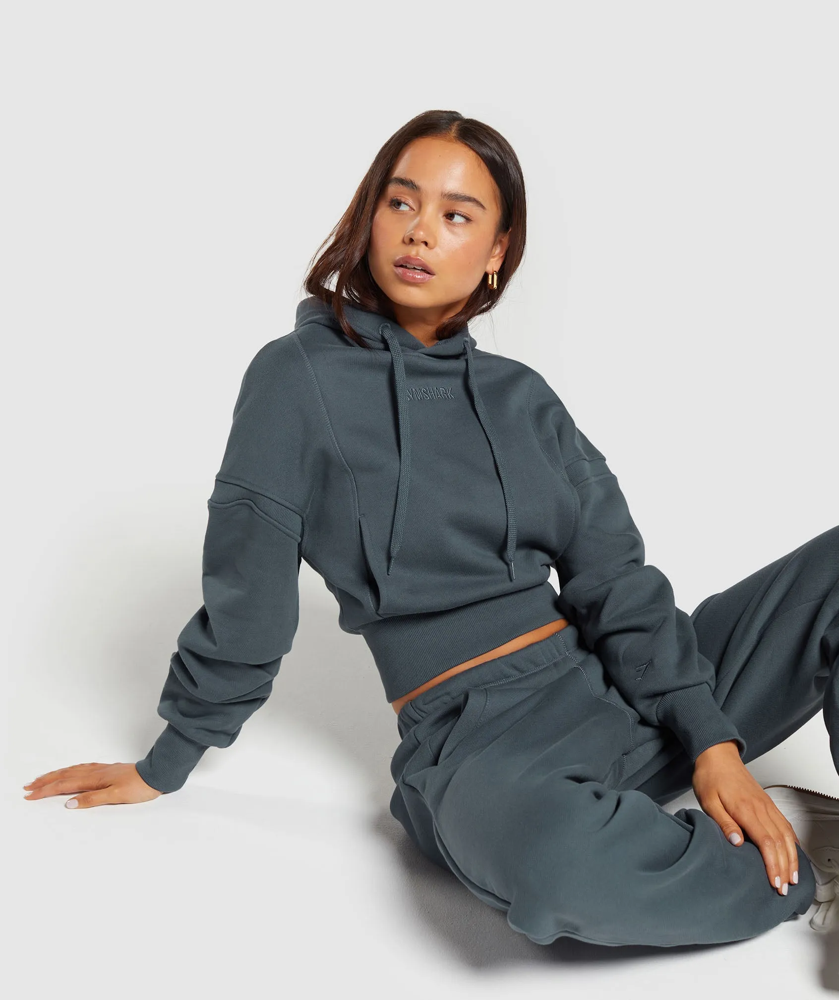 Gymshark Heavyweight Loopback Sweat Hoodie - Titanium Blue