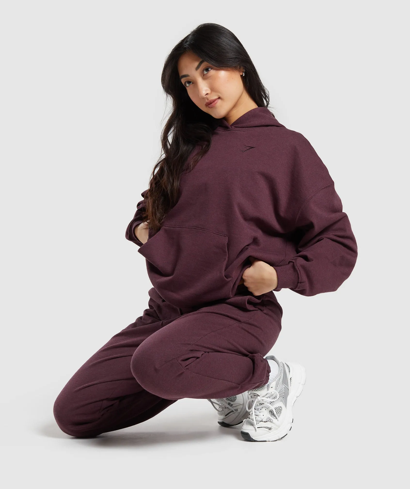 Gymshark Rest Day Sweats Hoodie - Deep Plum Marl