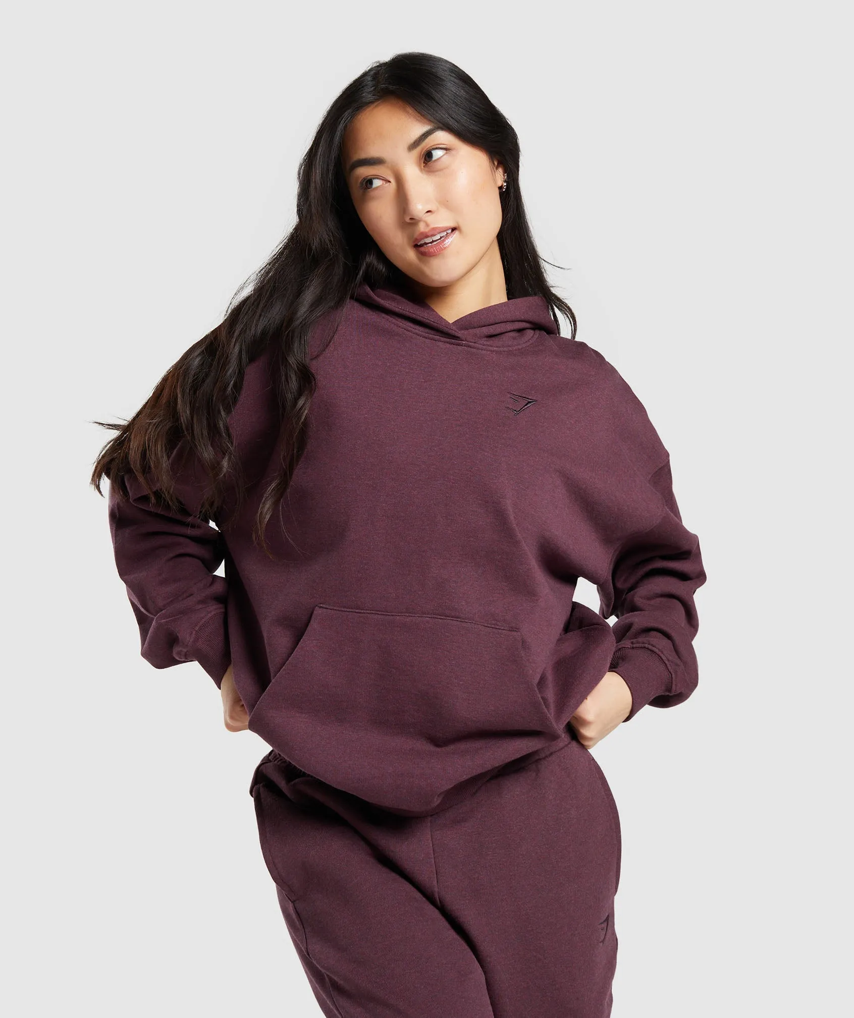 Gymshark Rest Day Sweats Hoodie - Deep Plum Marl