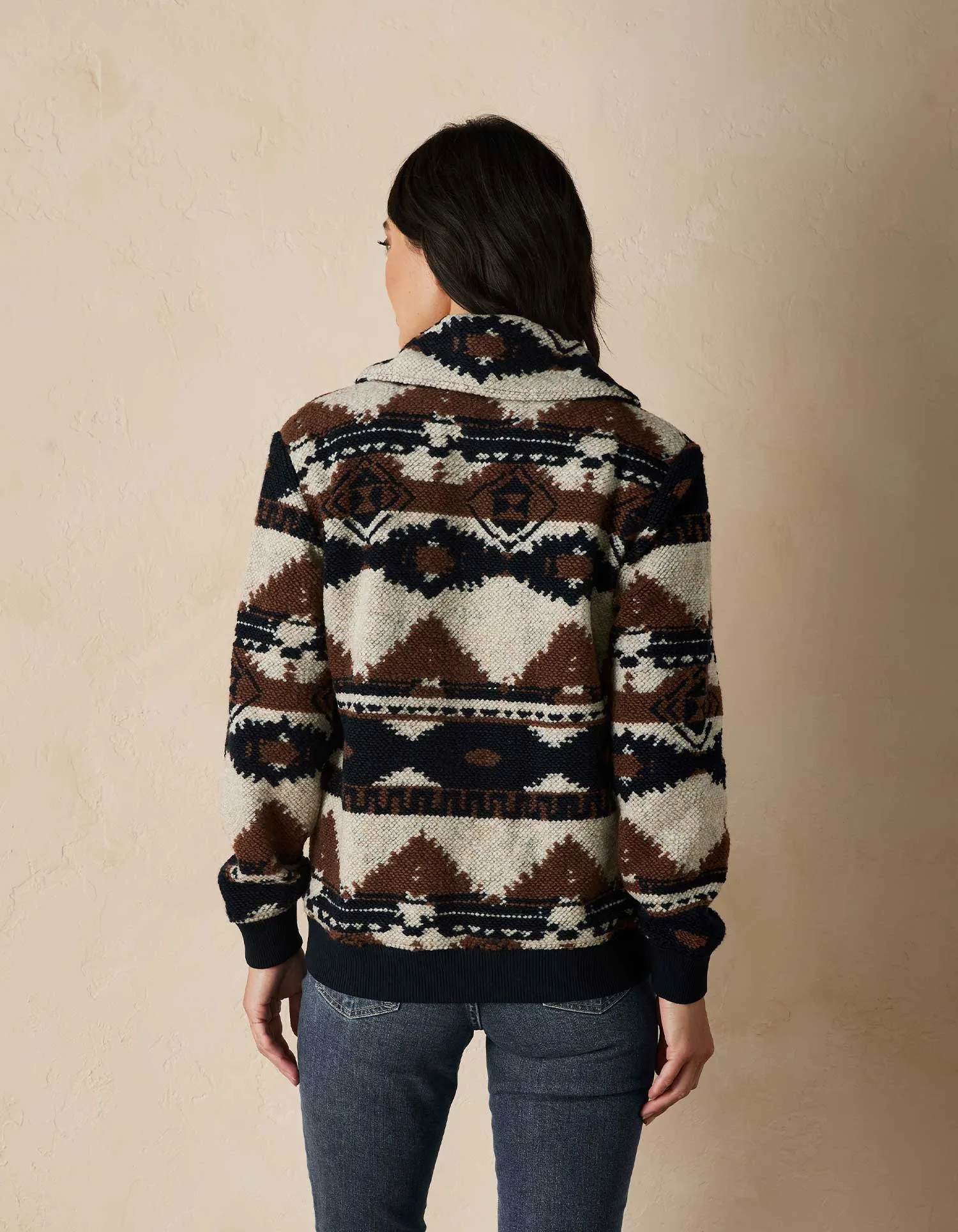 Heritage Full Zip Cardigan in Brown Multi