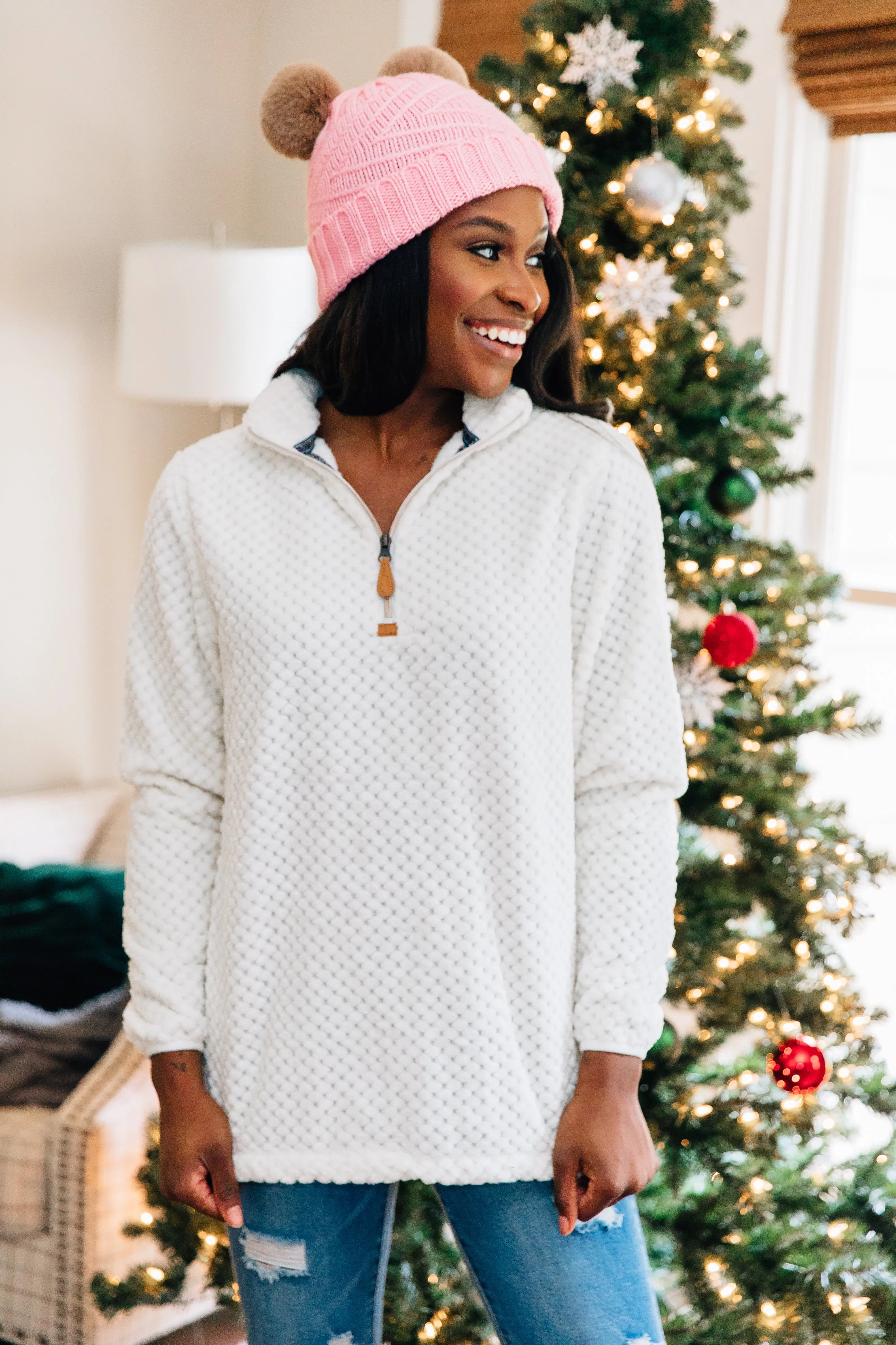 It's A Brand New Day Ivory White Fuzzy Pullover