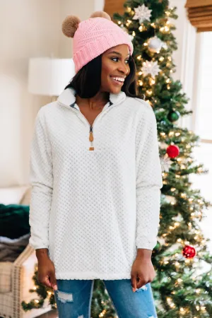 It's A Brand New Day Ivory White Fuzzy Pullover