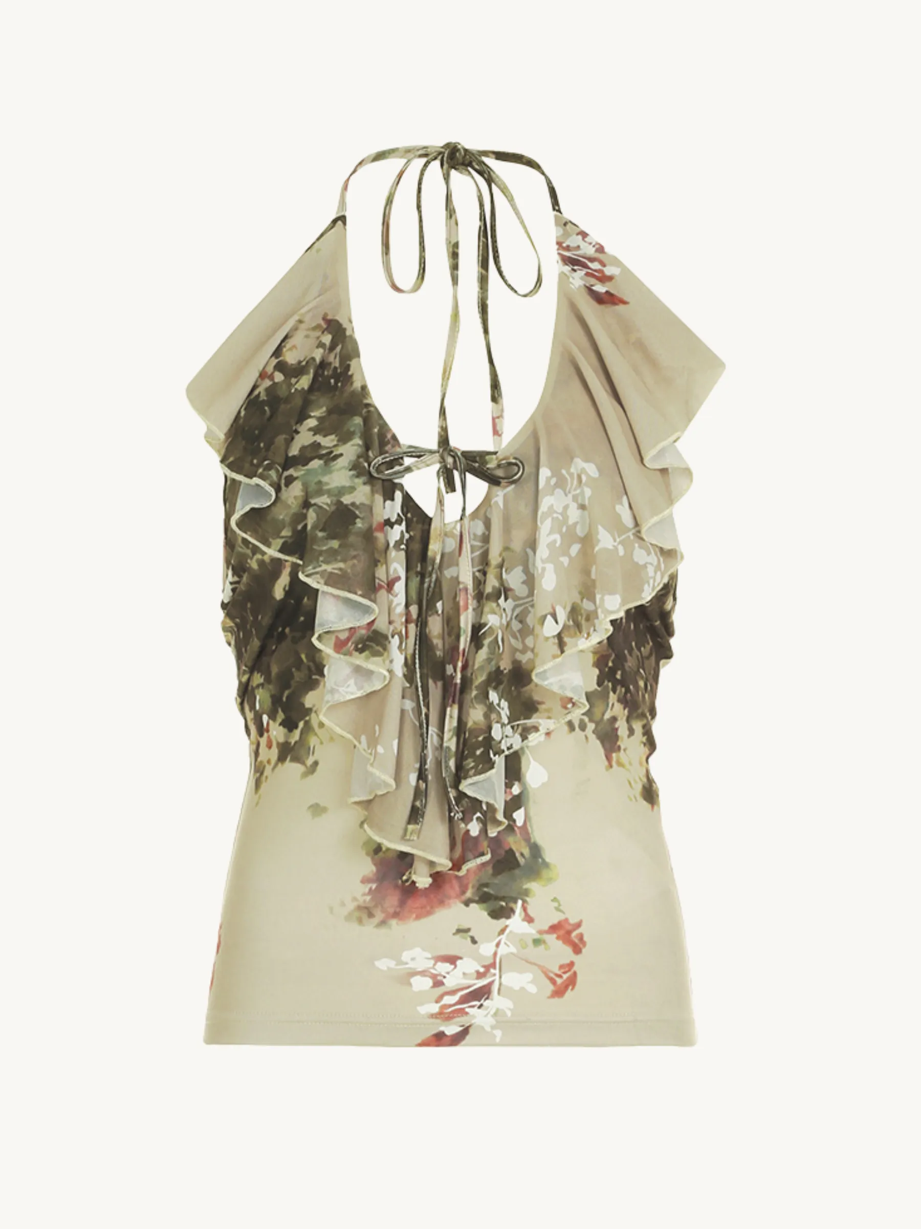 Jasmine Ruffle Tie Back Halter Top