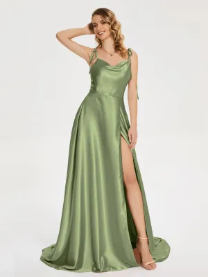 Kamila Cowl Court Train Soft Satin Dresses