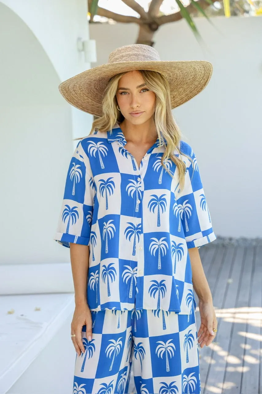 Palm Villa Pant & Top Set - Blue