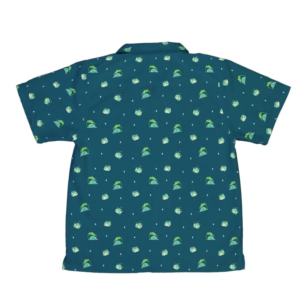 Raining Frogs Dark Teal Youth Hawaiian Shirt