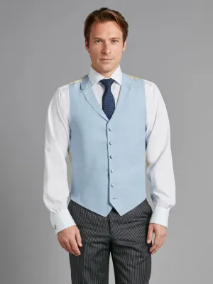 Single Breasted Linen Vest - Pale Blue