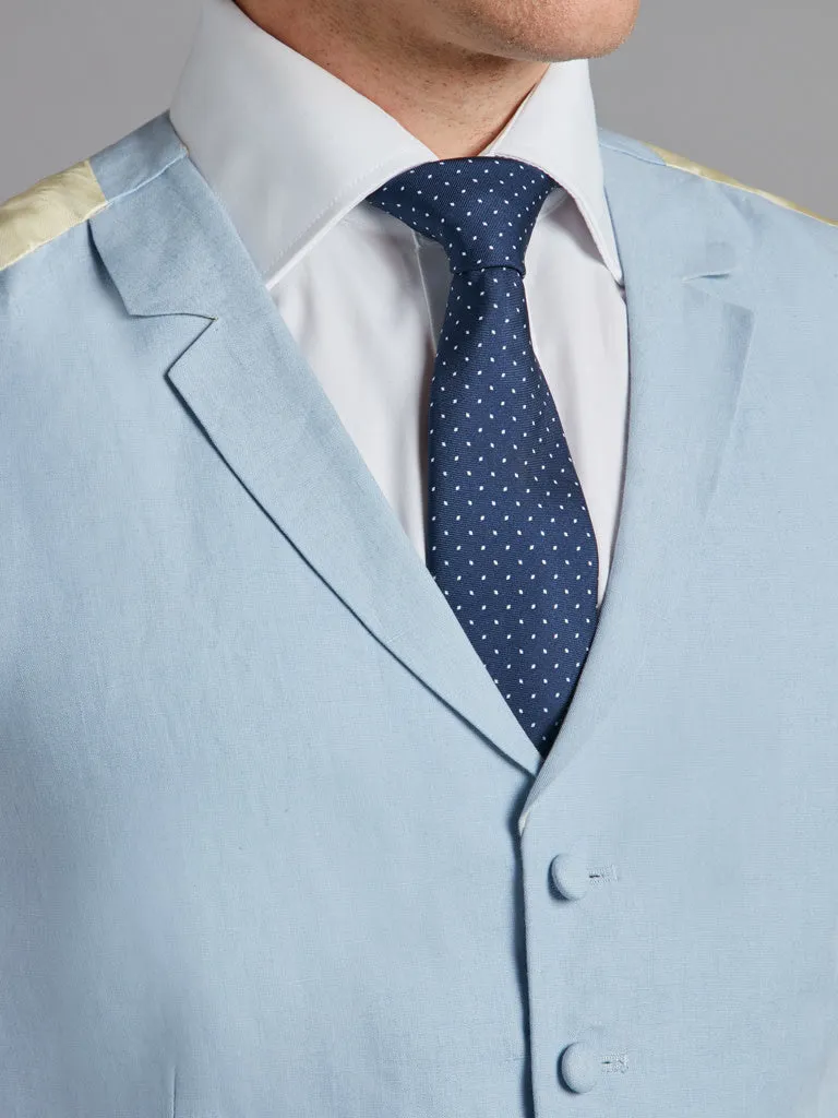 Single Breasted Linen Vest - Pale Blue