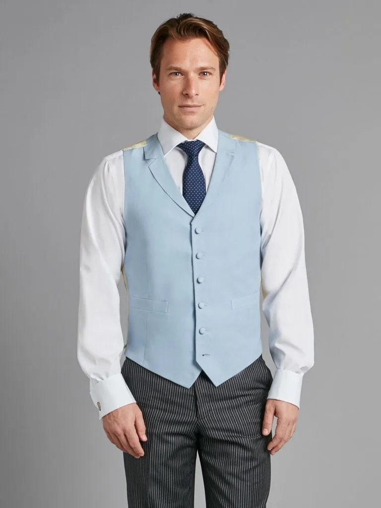 Single Breasted Linen Vest - Pale Blue