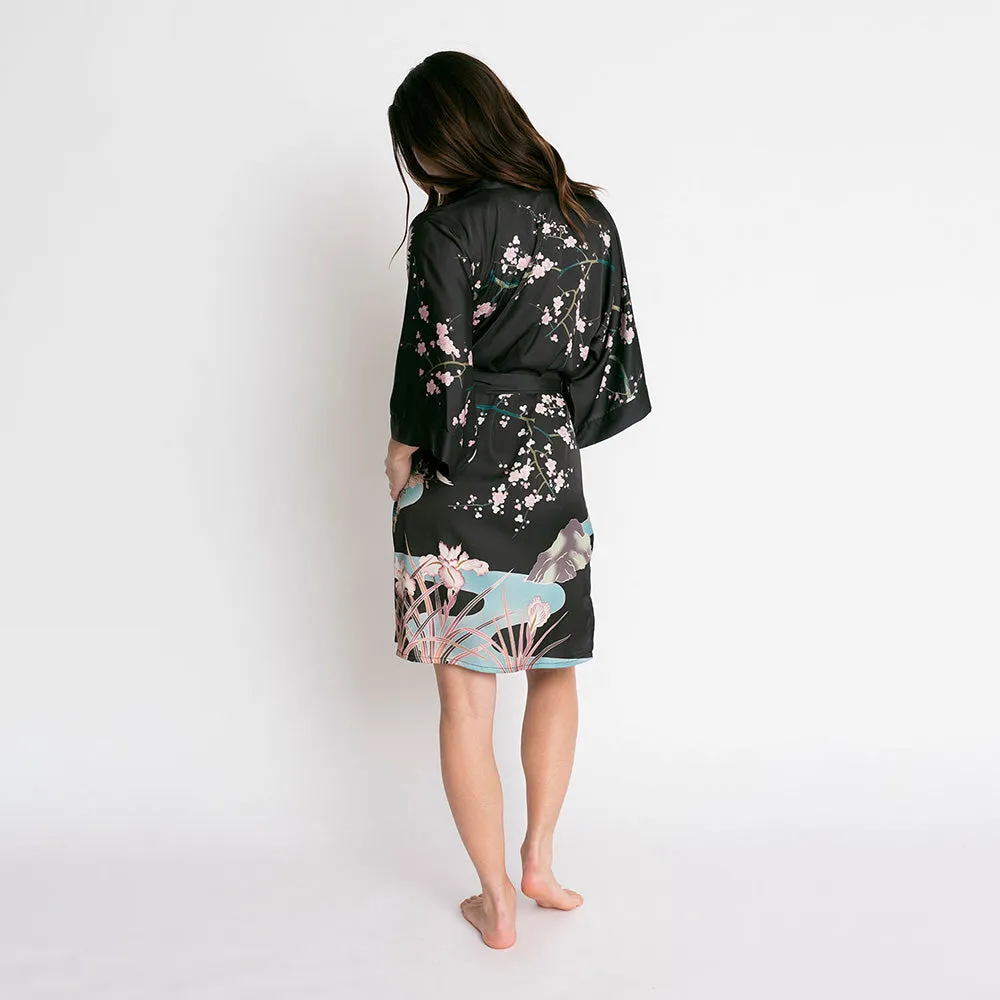 Spring Floral Short Kimono Robe